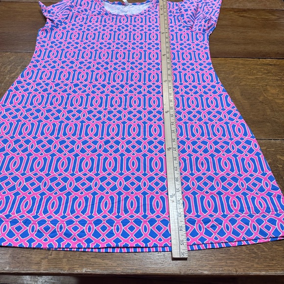 Lulu B 3/4 sleeve travel dress XL hot pink geometric "sea knot" pattern - Picture 8 of 8